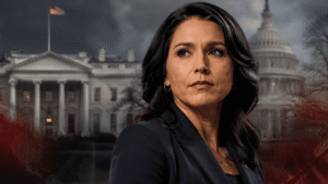 Tulsi Gabbard during a political event amid Trump administration controversy